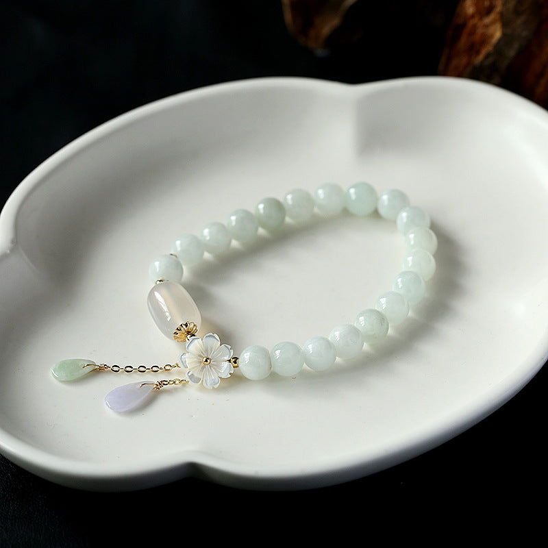 【Auspicious Amulet Bracelet】 Natural White Jade Bracelet