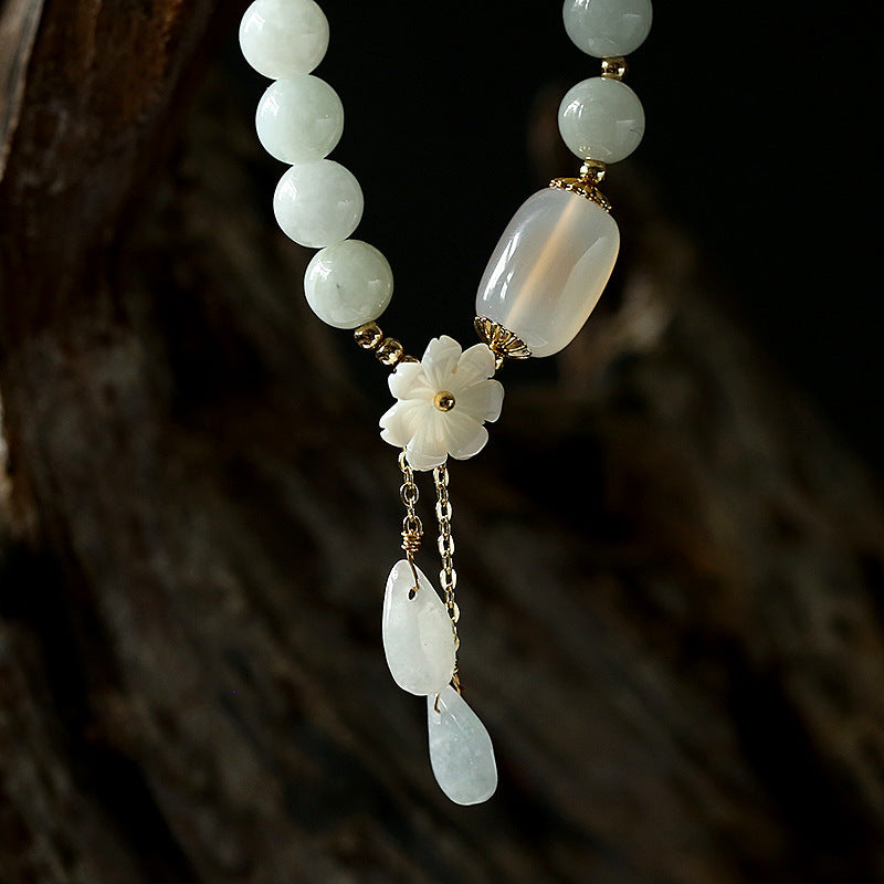 【Auspicious Amulet Bracelet】 Natural White Jade Bracelet