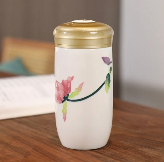 【手绘釉下彩陶瓷杯】中国非遗文化 手工制作