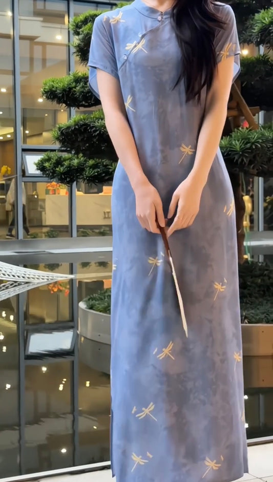【新中式改良版旗袍】清爽透气飘逸 绵绸面料