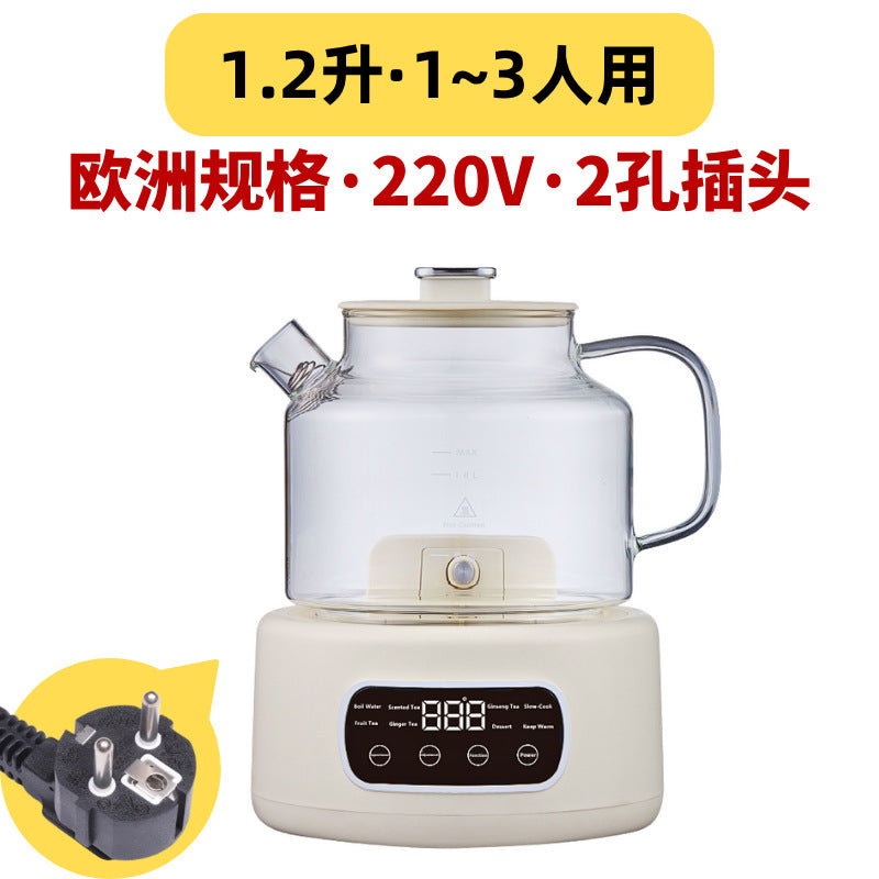 养生壶无胶水办公室煮茶专用烧水壶全玻璃壶身花茶壶跨境110V电压