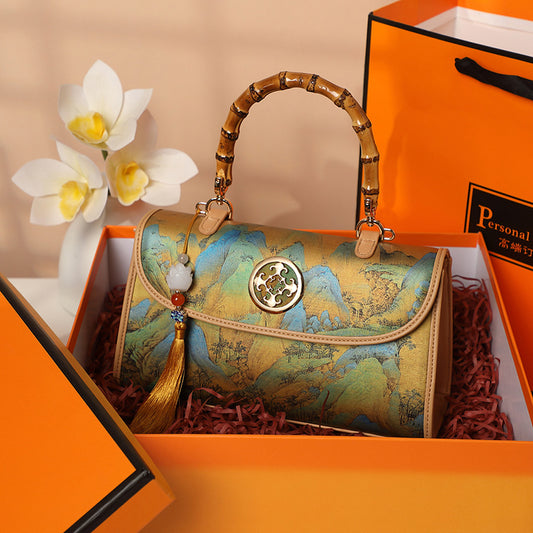 【中国风 千里江山 手提包】轻奢复古 手工制作