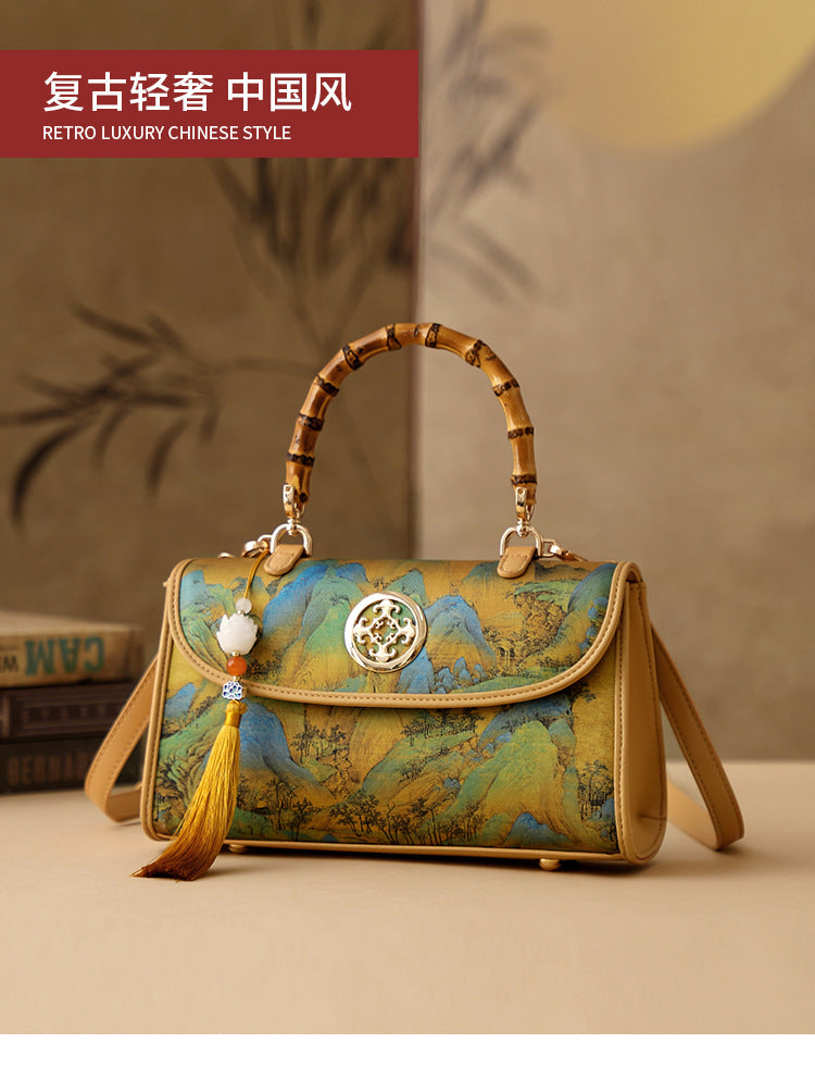 【中国风 千里江山 手提包】轻奢复古 手工制作