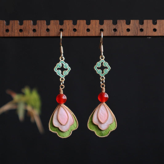 【绒花掐丝花瓣耳坠】 · 新中式风 ·中国非遗文化