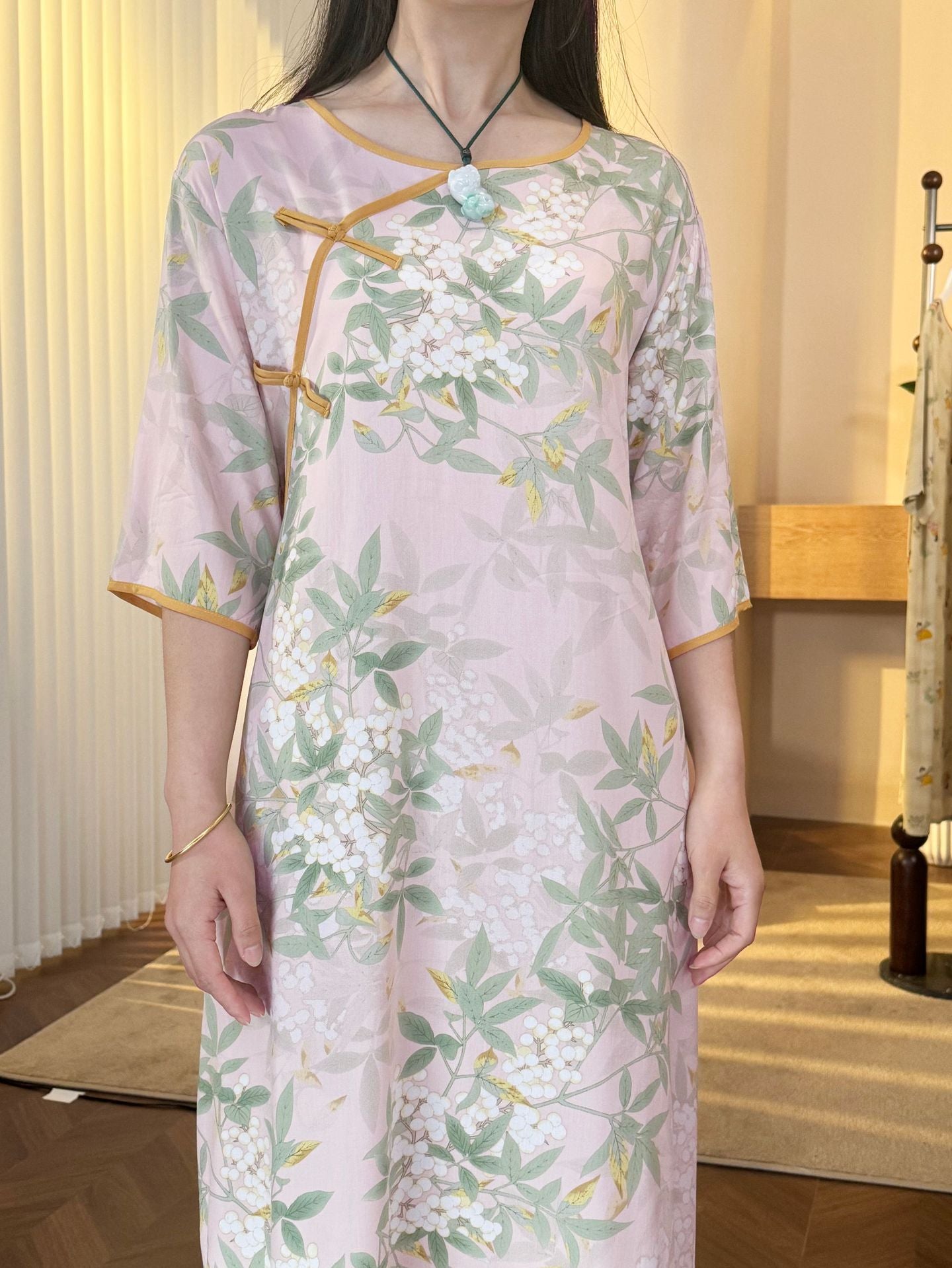 【新中式旗袍国风睡裙】也可外穿 绵绸面料