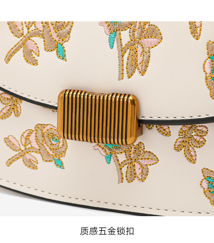 【苏绣山茶花手提马鞍包】中国非遗文化