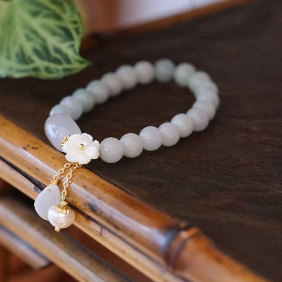 【Auspicious Amulet Bracelet】 Natural White Jade Bracelet