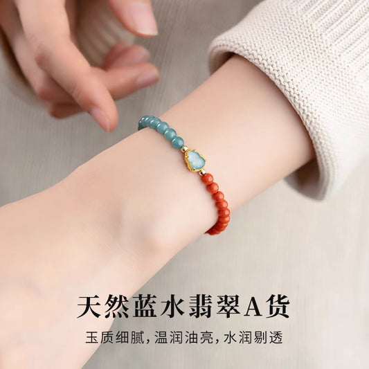南红玛瑙手串蓝水翡翠手链