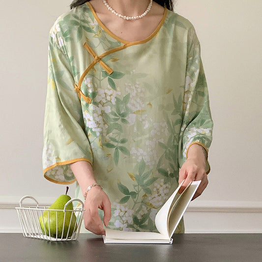 【新中式旗袍国风睡裙】也可外穿 绵绸面料