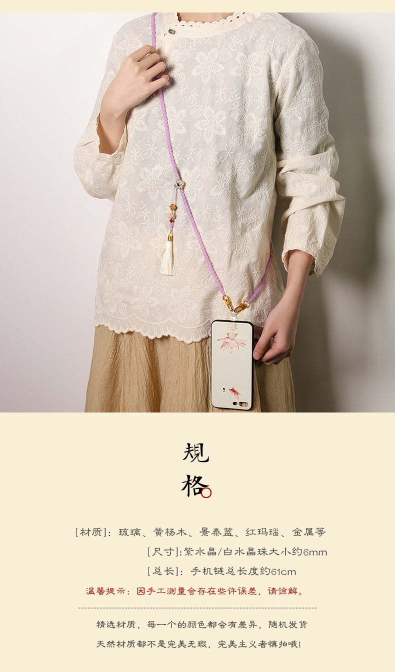 【手机链琉璃串珠】长款斜跨可背 解放双手