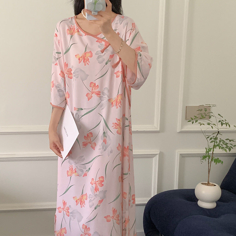 【新中式旗袍国风睡裙】也可外穿 绵绸面料