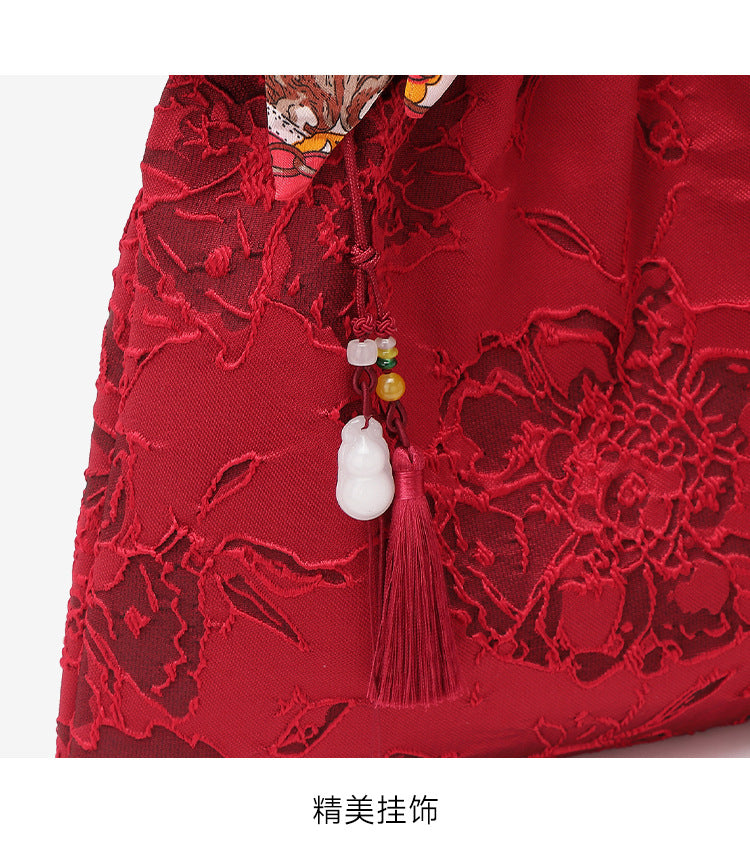 【新中式中国红手提竹节包】