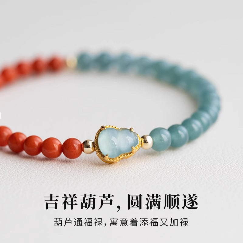 南红玛瑙手串蓝水翡翠手链
