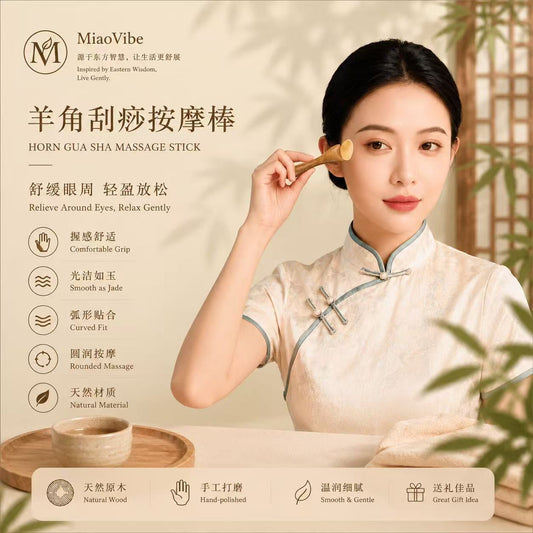 MiaoVibe™ 天然羊角面部按摩工具｜疏通经络·提拉紧致·舒缓放松