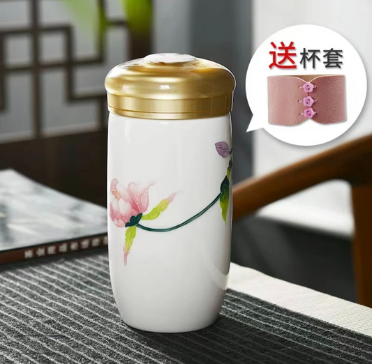 【手绘釉下彩陶瓷杯】中国非遗文化  手工制作