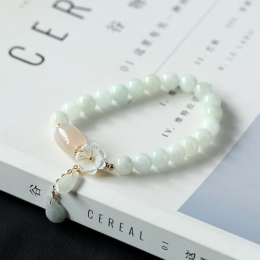 【Auspicious Amulet Bracelet】 Natural White Jade Bracelet