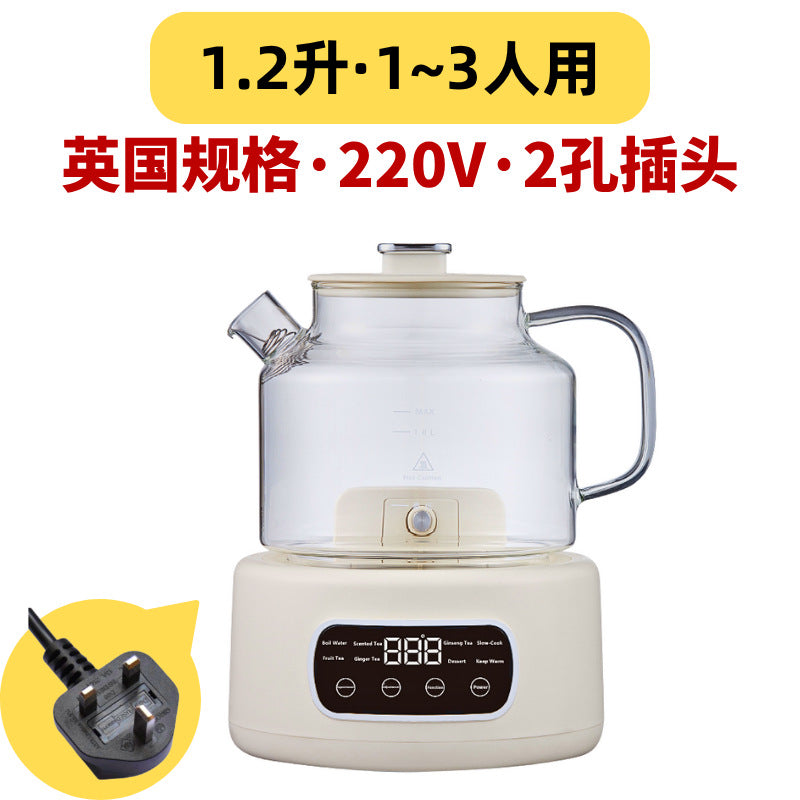 养生壶无胶水办公室煮茶专用烧水壶全玻璃壶身花茶壶跨境110V电压