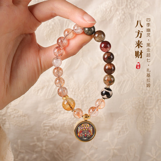 【藏域灵境 · 四季幽灵拼黑金超七手串】扎基拉姆 财运手串