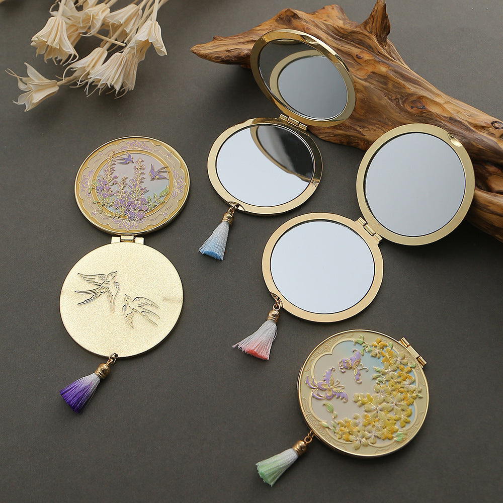 【Chinese style cultural and creative handheld mirror】Mini portable, good for giving as a gift or keeping for yourself 