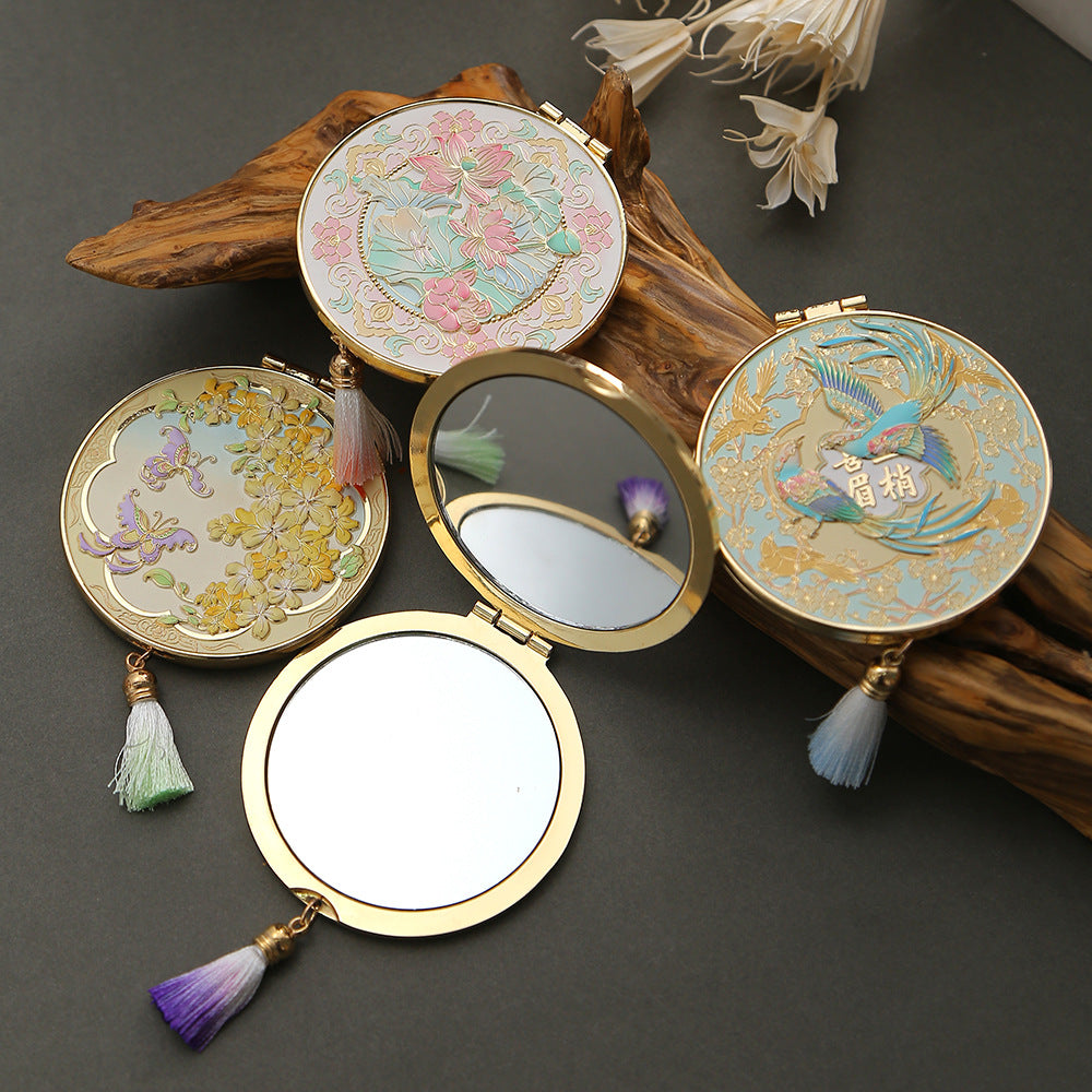 【Chinese style cultural and creative handheld mirror】Mini portable, good for giving as a gift or keeping for yourself 