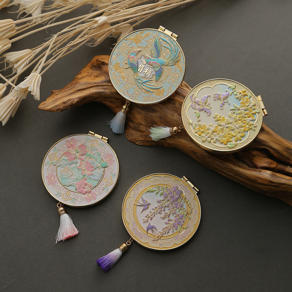 【Chinese style cultural and creative handheld mirror】Mini portable, good for giving as a gift or keeping for yourself 