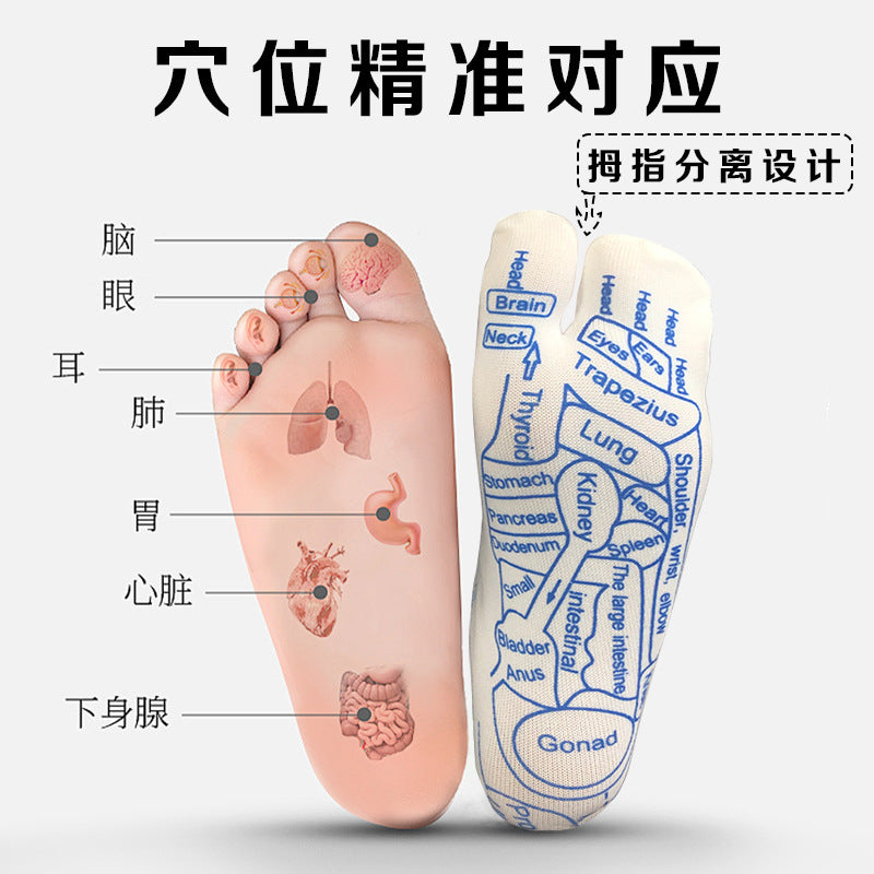 [Foot acupoint socks + triangular sparrow acupoint pen] Foot meridian massage 100 acupoints illustrated socks + triangular sparrow acupoint pen
