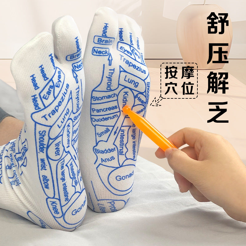 [Foot acupoint socks + triangular sparrow acupoint pen] Foot meridian massage 100 acupoints illustrated socks + triangular sparrow acupoint pen